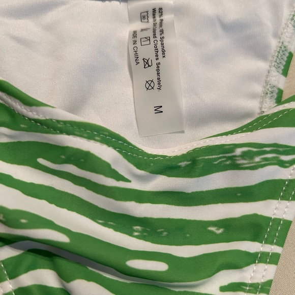 Green & white two piece, striped bikini size medium - Picture 8 of 8